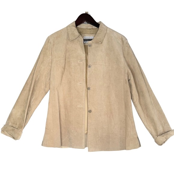 Lord & Taylor Jackets & Blazers - LORD & TAYLOR Tan Suede Leather Jacket Women's Size L Classic Style